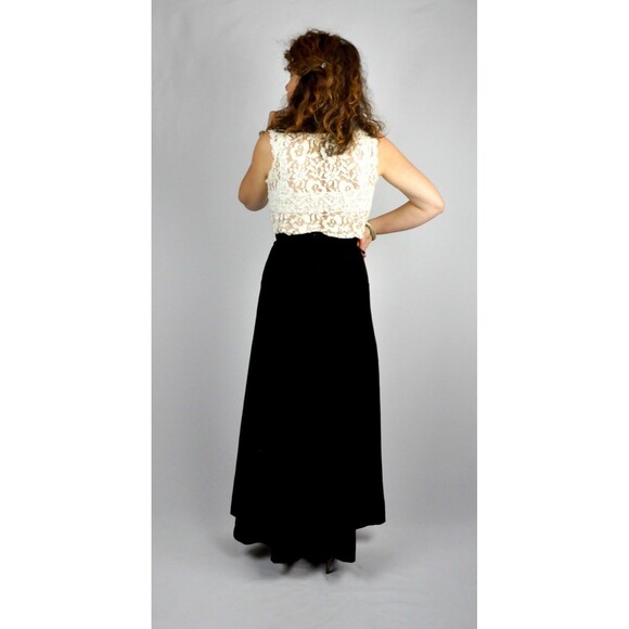 Maxi Black VELVET High Waisted Skirt - Pencil Skirt - Wiggle A Line Skirt XS - S - Picture 3 of 5